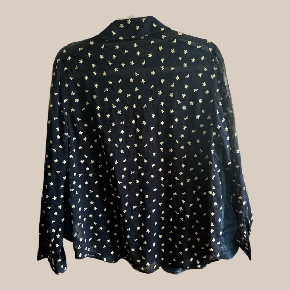 L'AGENCE Navy Floral-Print Button-Down Shirt - Picture 2 of 4